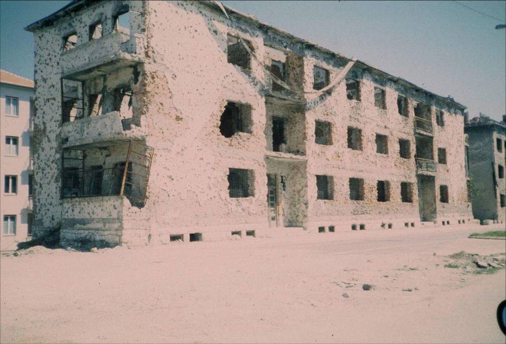 A ravaged building in Bosnia, after Karadzic's reign