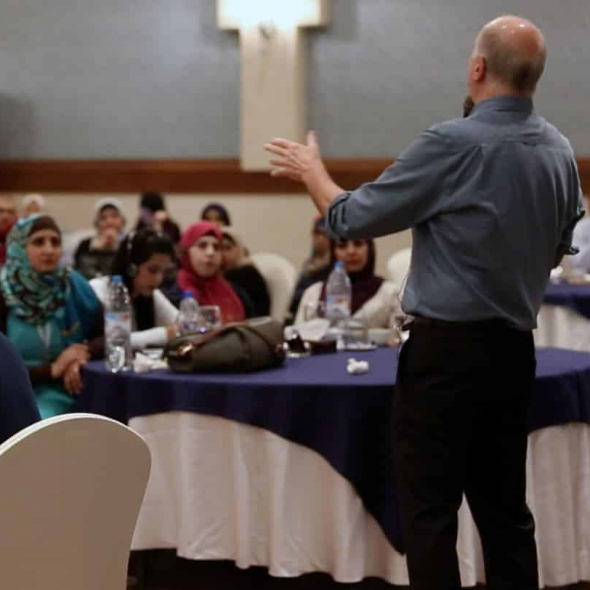 James Gordon, MD leading mind-body medicine training in Lebanon with Syrian refugees